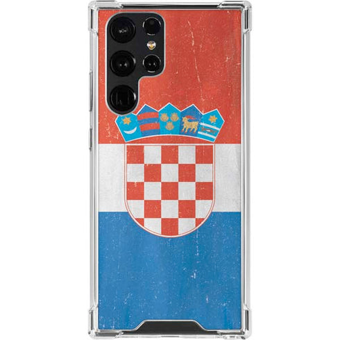 Croatia Flag Distressed Galaxy S24 Ultra Clear Case